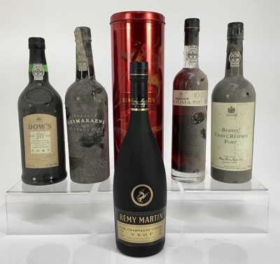Lot 42 - Port - nine bottles, to include Graham's Malvedos 1984, Churchill's LBV 1999, Guimaraens 1978 and others, together with a bottle of Remy Martin V.S.O.P in tin case (10 bottles in total)