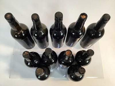 Lot 43 - Port - ten bottles, unlabelled but believed pre 1920, some very low level, together with another slightly smaller bottle, also believed pre 1920 (11)