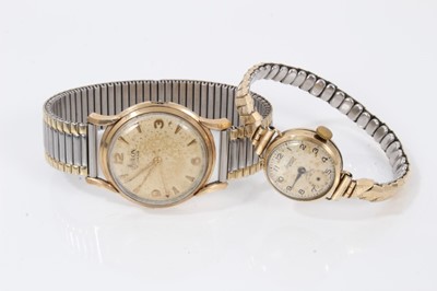 Lot 273 - Gentleman’s Avalon 9ct gold cased wristwatch and ladies Accurist 9ct gold cased watch