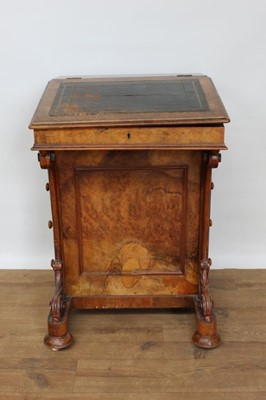 Lot 1395 - Victorian figured walnut davenport desk.