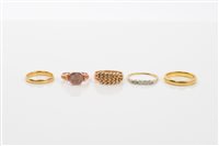 Lot 610 - Two gold (22ct) wedding rings, Victorian gold...