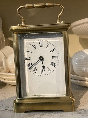 Lot 258 - Brass carriage clock and Edwardian mantle clock
