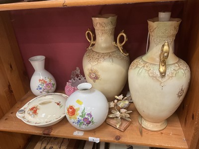 Lot 198 - Two Meissen vases, together with Royal Worcester bird figurine, another and a glass vase (upstairs)