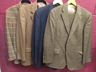 Lot 2230 - Gentlemen's clothing including Harris Tweed breeks and jacket, John Michael breeks, Herringbone suit by Oliver Brown, Johnsons check jacket  and cashmere herringbone jacket both size R42, velvet ev...