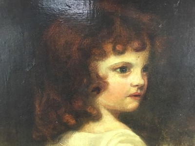 Lot 13 - 19th century English School oil on canvas - portrait of a little girl, 42cm x 52cm in gilt frame