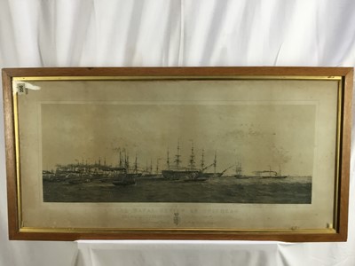Lot 195 - 19th century lithograph after Dutton - 'The Naval Review at Spithead', 93cm x 43cm, in glazed frame