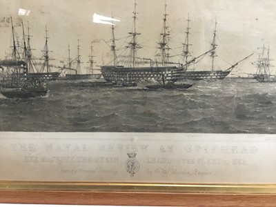 Lot 14 - 19th century lithograph after Dutton - 'The Naval Review at Spithead', 93cm x 43cm, in glazed frame