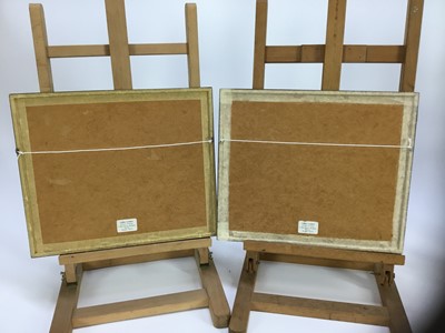 Lot 9 - Pair of early 20th century Oriental School gouaches - Junks at Sea, signed, both images 25.5cm x 20cm  in faux bamboo frames