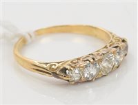 Lot 612 - Late Victorian diamond five stone ring with...