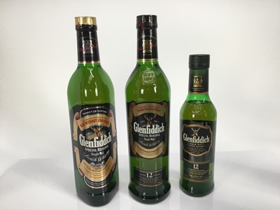 Lot 143 - Whisky - three bottles, Glenfiddich 12 year old Special Reserve and two others, each boxed
