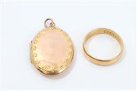 Lot 613 - Gold (22ct) wedding ring, size N, plus a gold...