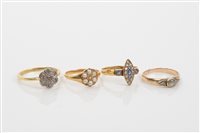 Lot 615 - Group of four rings - to include Victorian...