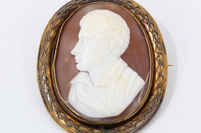 Lot 346 - 19th century rotating cameo brooch and pair cameo earrings in 9ct gold mounts