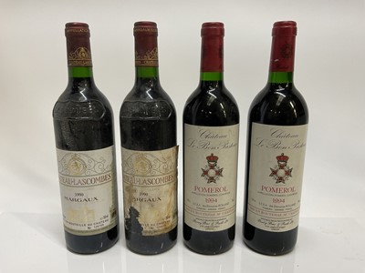 Lot 121 - Wine - four bottles, Chateau Lascombes Margaux 1990 (2), Chateau Le Bon Pasteur Pomerol 1994 (2)