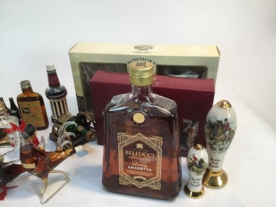 Lot 167 - Collection of novelty alcoholic miniatures, two boxed sets of miniature Grant's and Bowmore whisky and a bottle of Amaretto