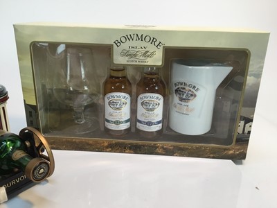 Lot 167 - Collection of novelty alcoholic miniatures, two boxed sets of miniature Grant's and Bowmore whisky and a bottle of Amaretto