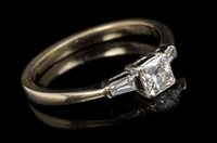 Lot 627 - Diamond single stone ring, the princess cut...