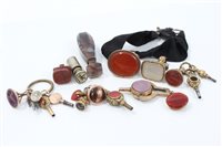 Lot 633 - Good group of 19th century Watches keys, fobs...