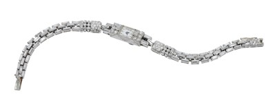 Lot 407 - Art Deco diamond bracelet watch