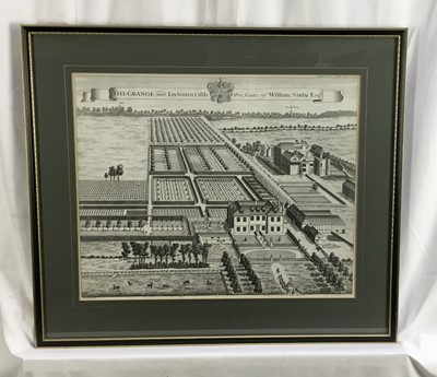 Lot 18 - 18th century black and white engraving - The Grange and Laybourn Castle, 43cm x 35cm, in glazed frame