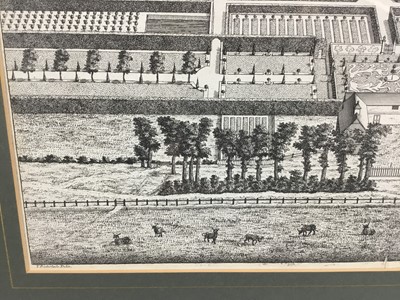Lot 18 - 18th century black and white engraving - The Grange and Laybourn Castle, 43cm x 35cm, in glazed frame
