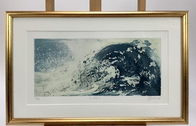 Lot 28 - Helene Baumel, contemporary, signed limited edition aquatint - 'La Vague', 1/40, image 37cm x 17cm, glazed gilt frame