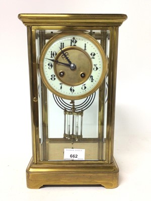 Lot 662 - Late 19th century four glass mantel clock