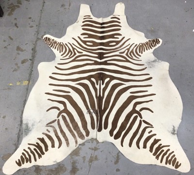 Lot 493 - Brazilian Steer hide painted zebra pattern rug