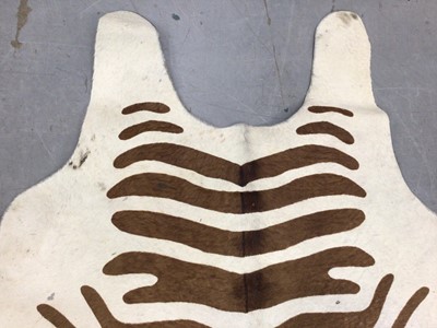 Lot 493 - Brazilian Steer hide painted zebra pattern rug
