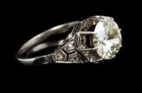 Lot 641 - 1930s diamond single stone ring, the...