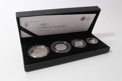 Lot 651 - G.B. - Royal Mint silver proof Britannia Collection four coin set 2009 (N.B. Cased with Certificate of Authenticity) (1 coin set)