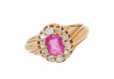 Lot 425 - 19th century Russian ruby and diamond cluster ring