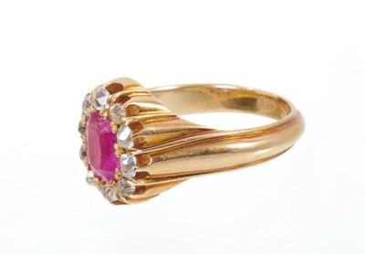 Lot 425 - 19th century Russian ruby and diamond cluster ring