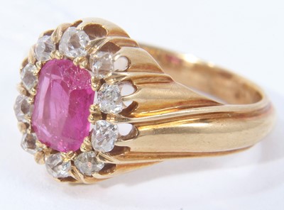 Lot 425 - 19th century Russian ruby and diamond cluster ring