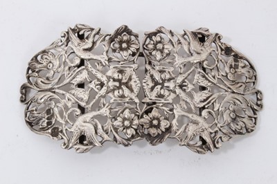 Lot 188 - Three silver nurse’s buckles together with a Victorian silver brooch