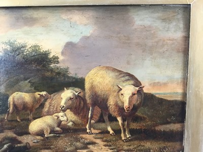 Lot 25 - E. Gerards, 19th century, oil on panel - sheep on a hillside, signed, 30cm x 23cm, in gilt frame