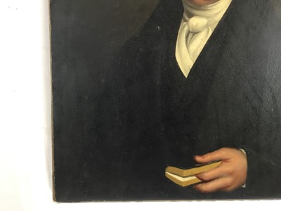 Lot 26 - Victorian English School oil on canvas - portrait of a gentleman, 64cm x 77cm, unframed