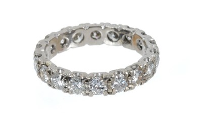 Lot 412 - Diamond full band eternity ring with brilliant cut diamonds in 18ct white gold claw setting, by Richard Ogden