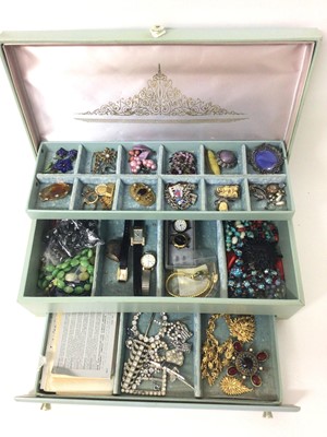 Lot 251 - Collection of vintage costume jewellery and bijouterie to include a silver charm bracelet
