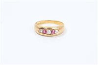 Lot 647 - Victorian ruby and diamond five stone ring...