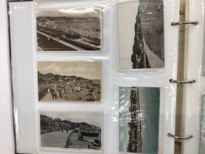 Lot 1471 - Postcards in two albums and some loose including Felixstowe, Ipswich and surrounding district, real photographic cards and social history. A selection of stamp albums.  Some photographs including i...