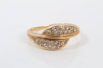 Lot 135 - 22ct gold wedding ring, one other wedding ring and 18ct gold diamond set cross over ring