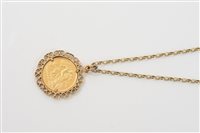 Lot 648 - Edward VII gold sovereign - 1907, in pendant...