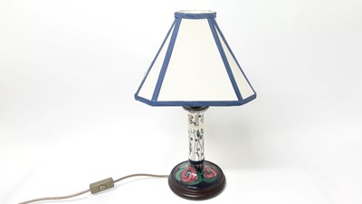 Lot 1229 - Moorcroft Macintosh collection pottery table lamp with shade, 23.5cm excluding fitting, 33.5cm including fitting and 45cm including shade