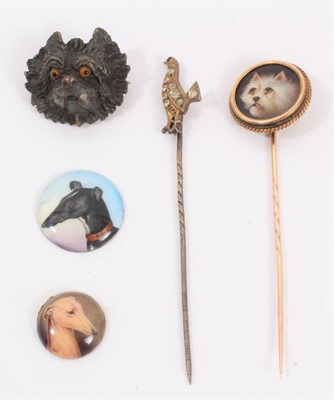 Lot 547 - Victorian dog stick pin etc