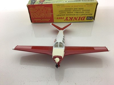 Lot 1849 - Dinky 710 diecast Beechcraft S 35 Bonanza Aircraft in original box together with Dinky diecast 715 Beachcraft C55 Baron aircraft in original box (2)