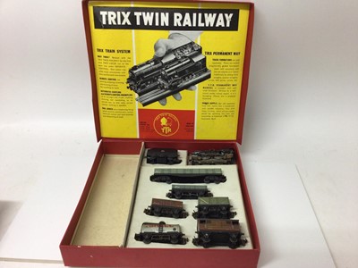 Lot 1856 - Railway Trix Twin Railway Boxed Set (no track),  loco and  rolling stock, boxed and unboxed.  Station , signal ....