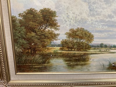 Lot 284 - Andrew Grant Curtis (20th century), oil on canvas, 'Angling on the River Avon, near Stratford, Warwickshire'