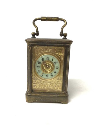 Lot 665 - Late 19th century miniature carriage clock