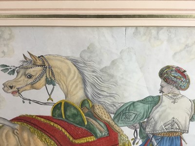 Lot 194 - Antique watercolour of a Turkish soldier with a horse together with another (2)